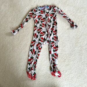 Bums and Roses Footie Zip-Up Pajamas Mamas Boy Print